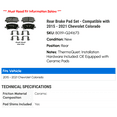 thumbnail image 2 of Rear Brake Pad Set - Compatible with 2015 - 2021 Chevy Colorado 2016 2017 2018 2019 2020, 2 of 2