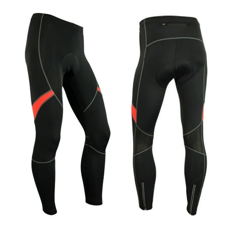 Men's Cycling Bike Pants 3D Gel Padded Bicycle Compression Tights Breathable Thermal Fleece Bike Riding Long Pants
