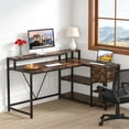 thumbnail image 5 of Fnova 55" Desk with Drawer, Modern Reversible L Shaped Table, Corner Computer Desk with Storage Shelves and Monitor Stand for Home Office, 5 of 16