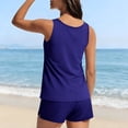 thumbnail image 4 of qucoqpe Tankini Swimsuit for Women Fashion Solid Color Two Piece Modest Bathing Suits Beach Hollow Out Front Swimwear with Pocketed Shorts, 4 of 6