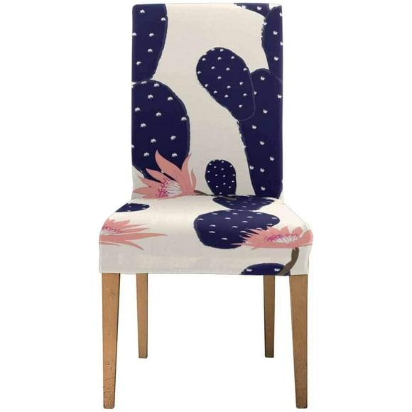 RYLABLUE Navy Blue Cactus Tropical Garden Stretch Chair Cover Protector Seat Slipcover for Dining Room Hotel Wedding Party Set of 1