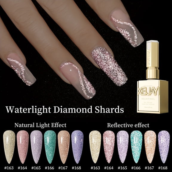 XEIJAYI 15ml  6Colors Set Pastel Glitter Nail Designs- Bright Nail Art With Alcohol-Free/LED Soak-Off Gel For Salon & DIY, Japanese-Korean Style Nail Designs, Nail Care, DIY Nail Design,