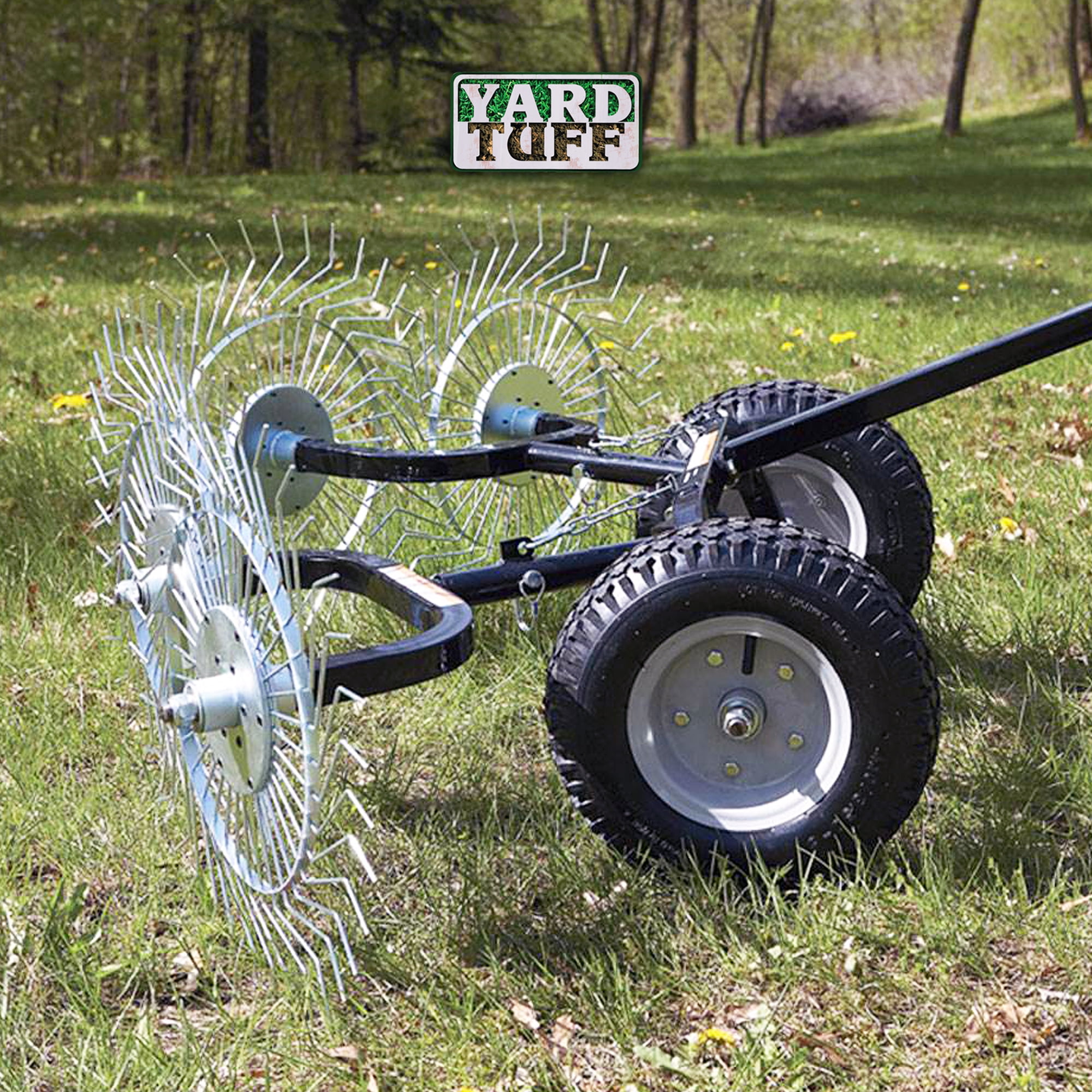 Yard Tuff Acreage Rake, 4 Tine Steel Tow Behind Dethatcher, 48 Inch