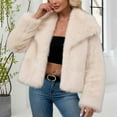 thumbnail image 4 of 2025 Women's Faux Fur Coat Fluffy Faux Fur Jacket Long Sleeve Lapel Furry Winter Jackets Shaggy Parka Short Coats, 4 of 8