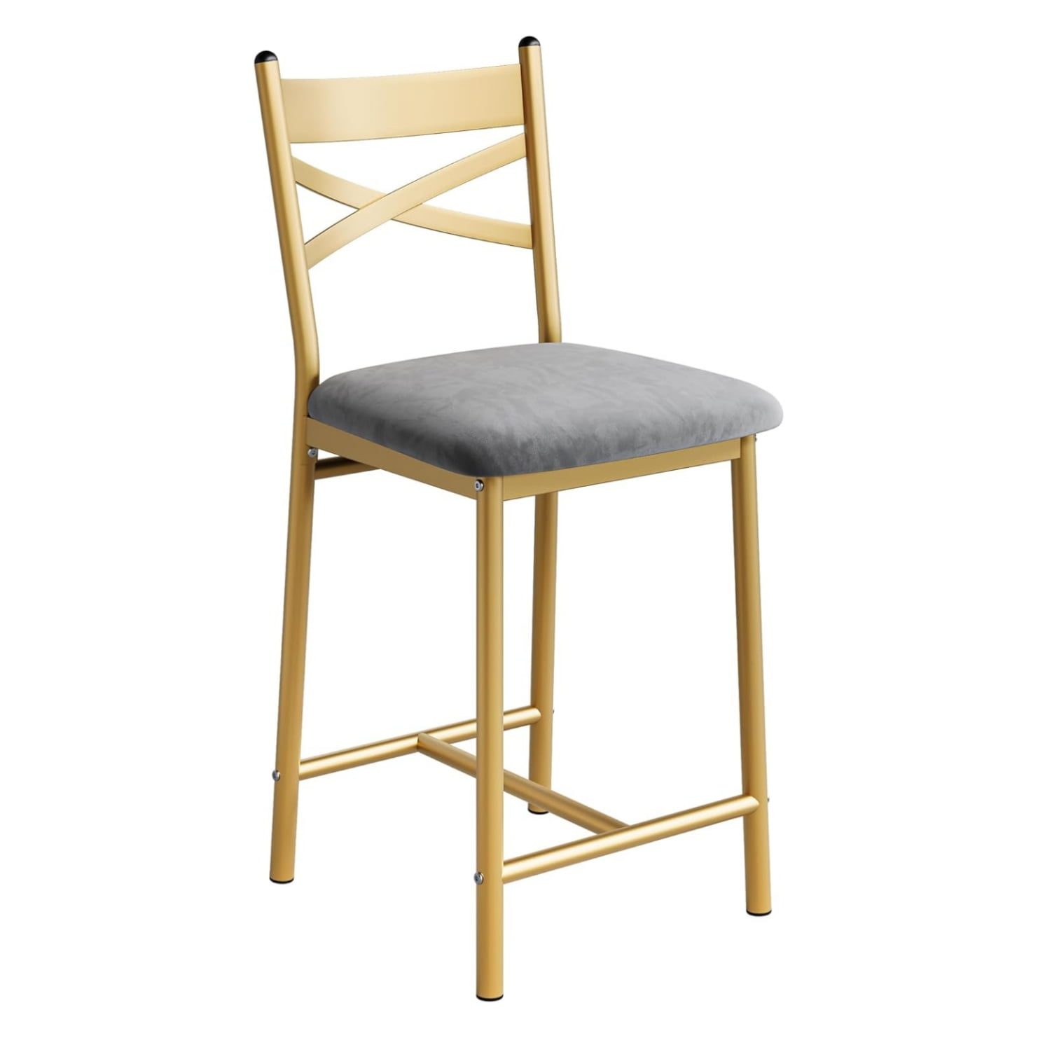 2/4PCS Home Bar Stools, PU Upholstered Bar Chairs, Kitchen Island Chairs With X-Shaped Backrest And Metal Footrest, Black Counter Height Chairs For Dining Room, Coffee Shop