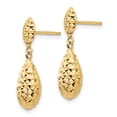 thumbnail image 2 of 14k Yellow Gold Diamond Cut Teardrop Dangle Earrings Drop, 2 of 7