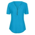 thumbnail image 3 of AherBiu Plus Size Tops for Women Short Sleeve Half Zipper V Neck Summer Casual Tunic Top Shirts Blouse, 3 of 6