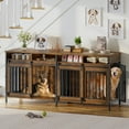 thumbnail image 2 of Biemlerfn 78.74'' Double Dog Crate Furniture with Removable Divider and 4 Compartments(Brown), 2 of 9