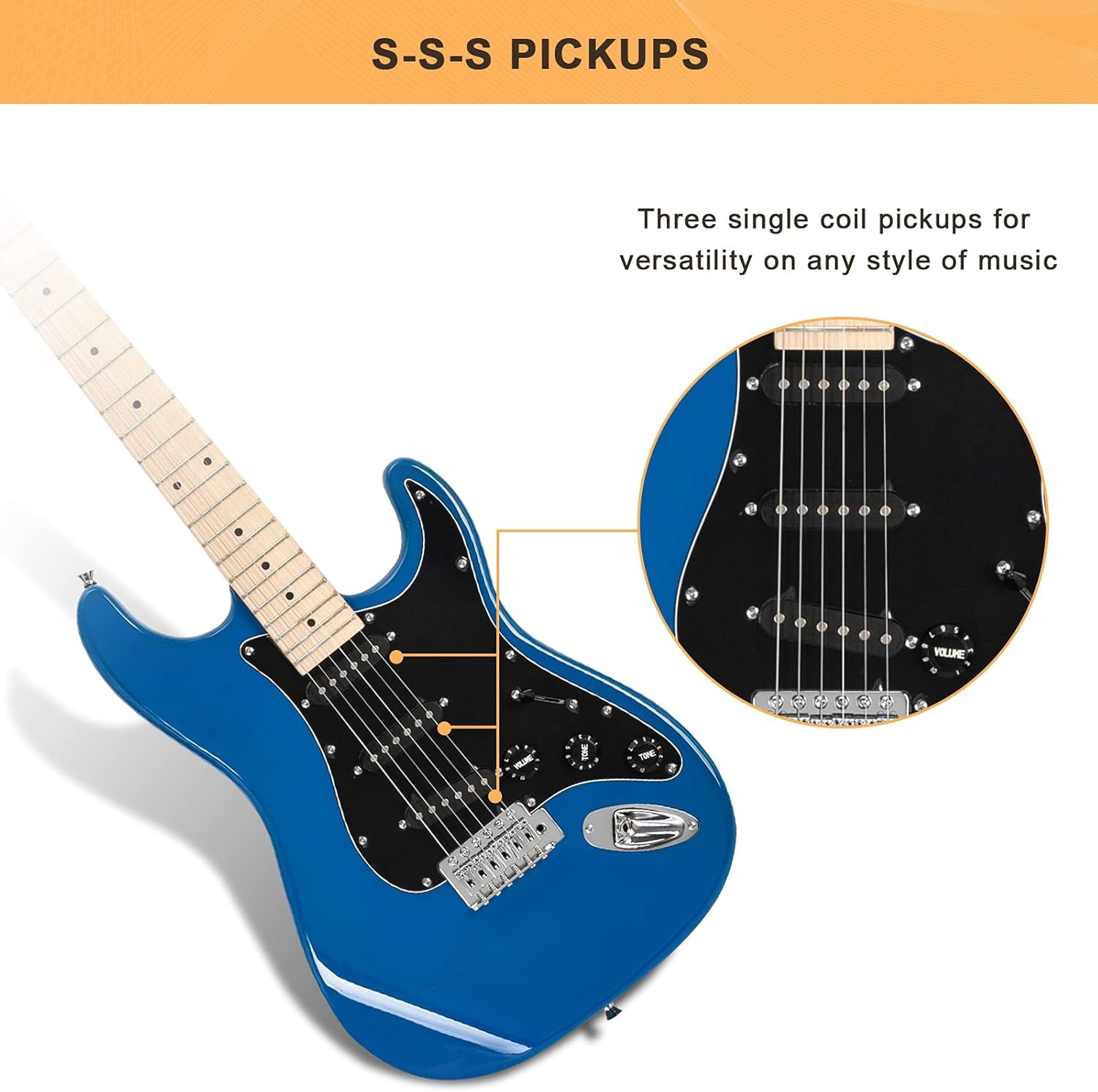 GLARRY Full Size Electric Guitar with 20W Amp  and Accessories Pack Guitar Bag for Music Lover Beginner