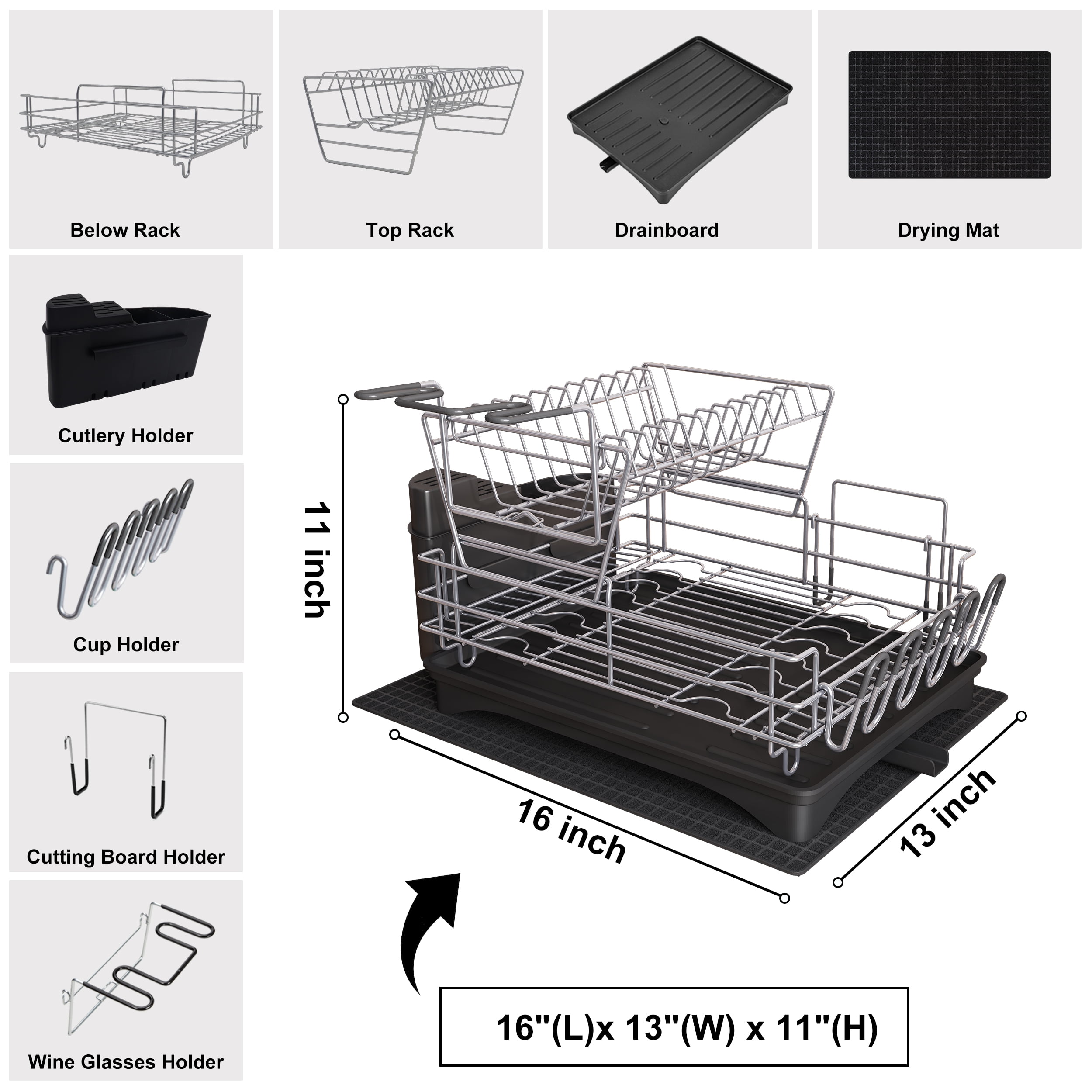 MAJALiS Dish Drying Rack in Sink - Dual-Use for Countertops & Sinks,  Stainless Steel Dish Drainers for Kitchen Counter, Over The Sink Dish Racks  with