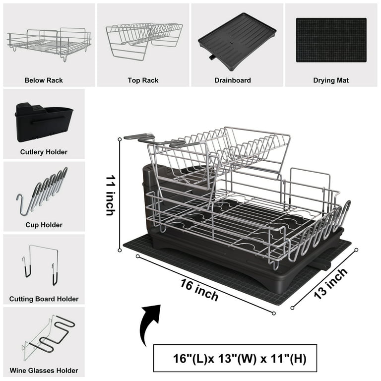  MAJALiS Dish Drying Rack in Sink - Dual-Use for Countertops &  Sinks, Stainless Steel Dish Drainers for Kitchen Counter, Over The Sink  Dish Racks with a Draindboard & Utensil 