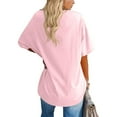 thumbnail image 3 of Tianiyouqing Womens Long Spring Shirt Basic Short Sleeve Drop Shoulder Graphic Maternity Plus Size T-Shirt Elbow Length V Neck Trendy Travel Loose Fit Blouses Pink XL, 3 of 4