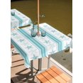 thumbnail image 2 of Outdoor Tablecloth with Umbrella Hole for Patio/Picnic/Party/Camping, Aqua Coastal Striped Waterproof Table Cloth Square Cover Washable, Modern Nautical Thin Stripes (60"x 60"), 2 of 9