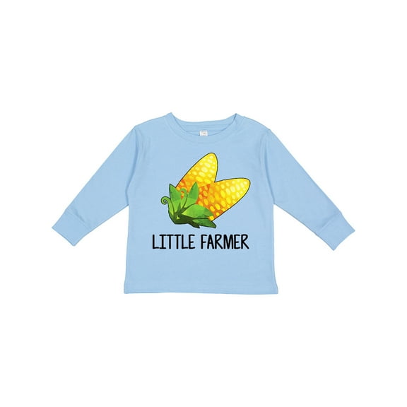 Inktastic Little Farmer with Corn Boys or Girls Long Sleeve Toddler T-Shirt