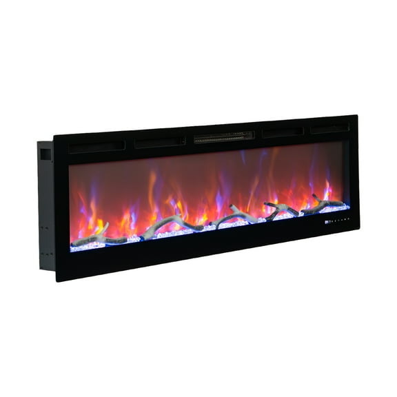 50" Recessed and Wall Mounted Electric Fireplace, Smart Wifi Infrared Linear Fireplace with Alexa & Remote Control, Thermostat, Timer, 12 Realistic Flames Options, 750W/1500W