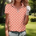 thumbnail image 4 of LPZOOGU Women's Polka Dot Print Polo Shirt Short Sleeve Half Zip V-Neck Casual Golf Tennis Work Blouse Multiple Color, 4 of 4