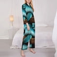 thumbnail image 3 of Honeii Blue Viper Snake Print Women's Pajama Sets Long Sleeve Button Down Sleepwear Nightwear Soft Pjs Lounge Sets 2PCS-XX-Large, 3 of 7