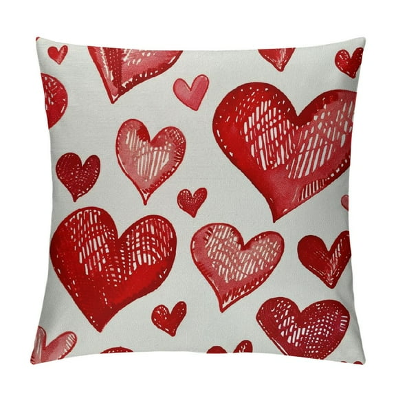 Qinduosi Valentine Pillow Covers Set Of  Romantic Red Pink Love Heart Decorative Throw Pillow Covers Valentine's Day Wedding Mother's Day Anniversary Linen Cushion Cover Decoration For Couch Sofa