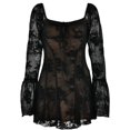 thumbnail image 1 of Robe à Encolure Carrée pour Femmes Manches Longues Manches Trapèze Courte Mini Robes Noir m, 1 of 10