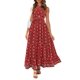 thumbnail image 2 of VISgogo Vestido de mujer con cuello halter, estampado de flores, sin mangas, sin espalda, dobladillo con volantes, vestido largo VISgogo moda, 2 of 7