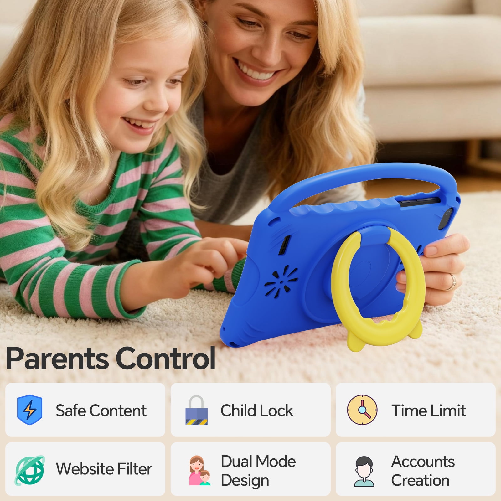 Digiland 7 inch Kids Tablet, 4GB Ram 32GB Rom Android Kids Tablet with Parental Control, Eye Protection Screen for Kids 4-12, Portable Handheld Children Tablet (Blue)