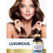 Biotin Liquid Drops 5000mcg | 4 fl oz | Berry Flavor | Vegetarian, Non-GMO & Gluten Free | by Carlyle