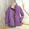 thumbnail image 2 of Yigetop Women's Outerwear, Plus Size Women's Winter Quilted Jackets Long Sleeve Button Down Puffer Jacket Lightweight Padded Outerwear Coats Plus Size Fall Jackets for Women Purple XL, 2 of 9
