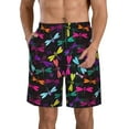 thumbnail image 2 of Uemuo Colorful Dragonflies Pattern Men's Swim Trunks Hawaiian Beach Bathing Suit Swimsuits Beach Quick-Dry Shorts with Pockets-3X-Large, 2 of 9