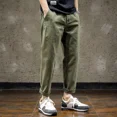 thumbnail image 4 of Pantalones cargo holgados y rectos para hombre, pantalones elásticos para hombre, estilo coreano, pantalones de corte regular, económicos, casuales, largos, a la moda, estéticos, emo, 4 of 5