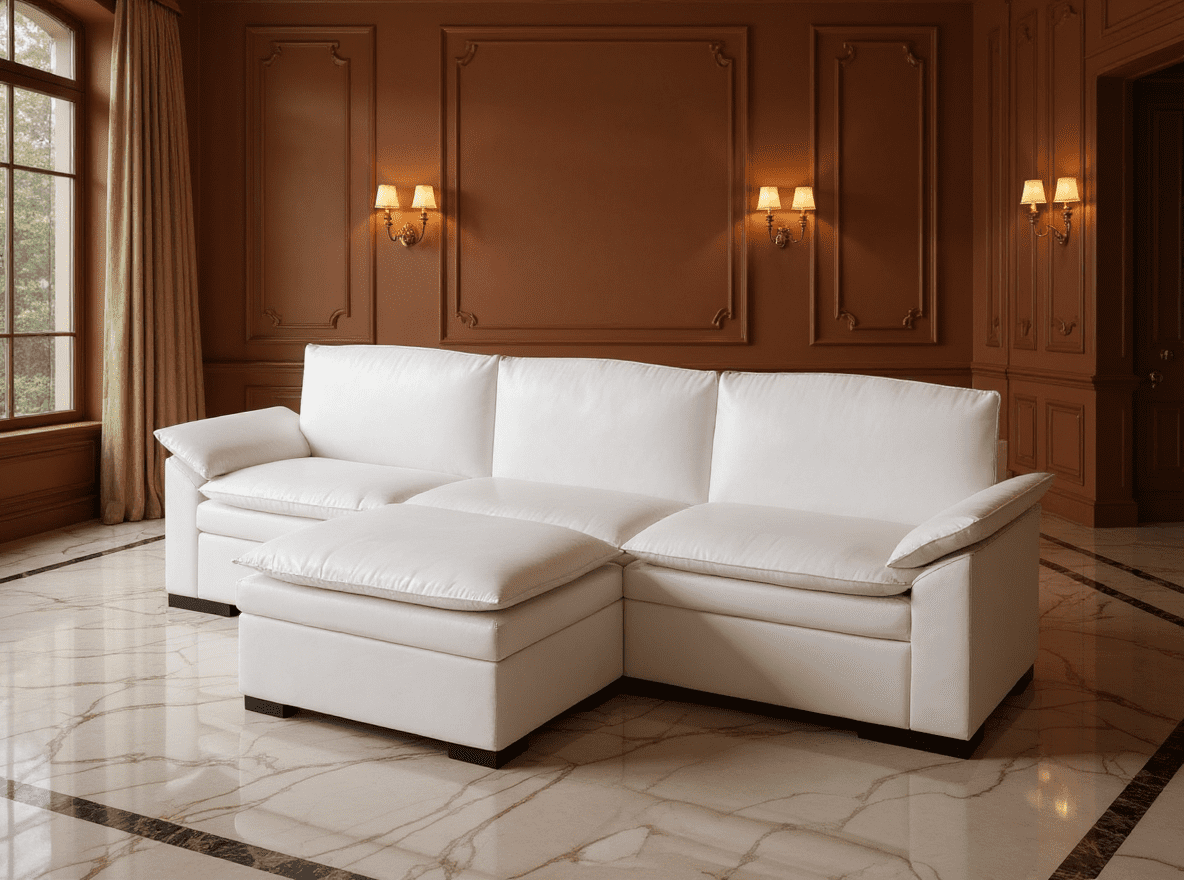 Gewnee 117.7" L - Shaped Velvet Modular Ultra Deep Seat Sectional Sofa, Super Comfy 3 -Seater with 1 Ottomans for Living Room