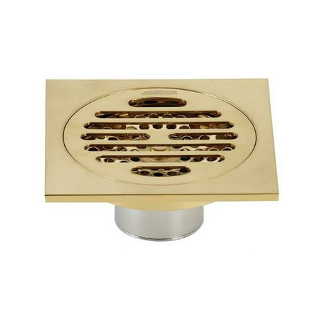 

4 in. Watercourse Symmetric Square Grid Shower Drain Brushed Brass