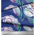 thumbnail image 2 of Soimoi Blue Poly Georgette Fabric Leaves & Floral Decor Fabric Printed BTY 42 Inch Wide, 2 of 3