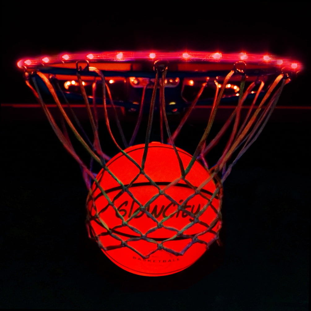 GlowCity Ultra Bright LED Basketball With Glow In The Dark LED Rim Kit