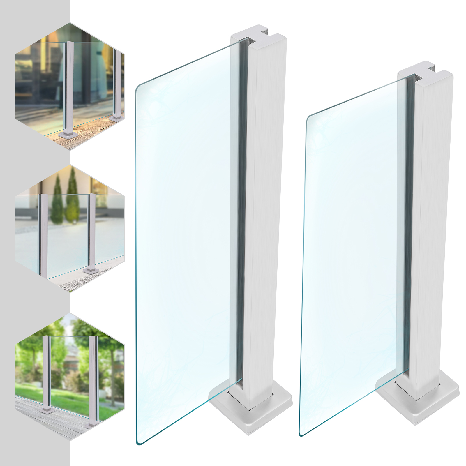 Dwellnix Railing Mid Post 304 Stainless Steel Balustrade Balcony Stairs 35 8 Glass