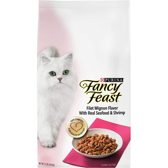 Fancy Feast Filet Mignon Flavor With Real Seafood & Shrimp Dry Cat Food, 12 LB (Pack of 2)