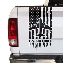 U.S. Air Force USAF Retired Veteran Distressed American USA US Flag Truck Tailgate Vinyl Decal Compatible with most Pickup Trucks Military Sticker US Army (11" x 20", Black)