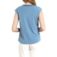 thumbnail image 3 of INSPIRE CHIC Women's Tie Neck Cap Sleeve Button Down Ruffle Summer Shirts, 3 of 6