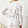 thumbnail image 6 of ClodeEU Women Collared Long Sleeve Wrap Cross Waist Slim Blouse,Casual Office Blouse White,Women's Plus M, 6 of 8