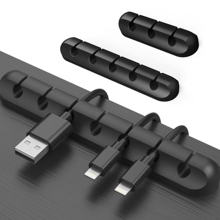 PEACNNG Desktop Charging Data Cable Clips  3-Pack Management Organizer  Silicone Adhesive Hooks  Cord Holder for Power Cords & Charging Accessory Cords  Mouse Cord  PC  Office & Home (7  5 & 3 Slots)