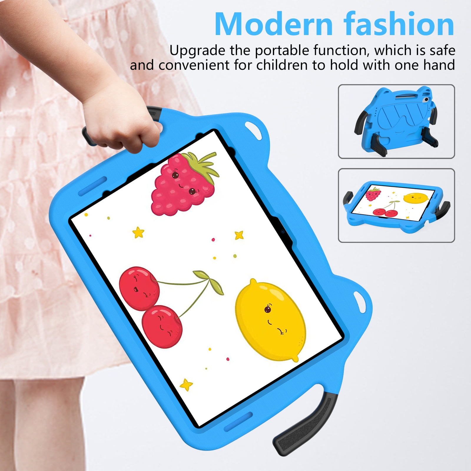 Dteck Cute Kids Case for iPad 10th Generation 10.9 Inch 2022 / iPad Air 5 / iPad Air 4 Silicone Child Proof Boys Girls Case with Built-in Pencil Holder Kickstand Handle Grip for 10.9 Inch iPad,Blue