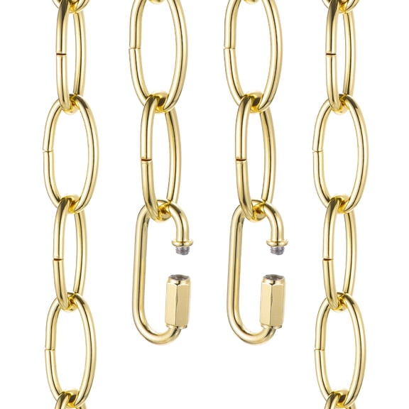 Uxcell 7ft Lighting Hanging Chain, 3.8mm/0.15" Looping Metal Pendant Chandelier Chain Extension with 2 Quick Link Lock for Hanging Plant Pendant Chandelier Light Fixture, Light Golden