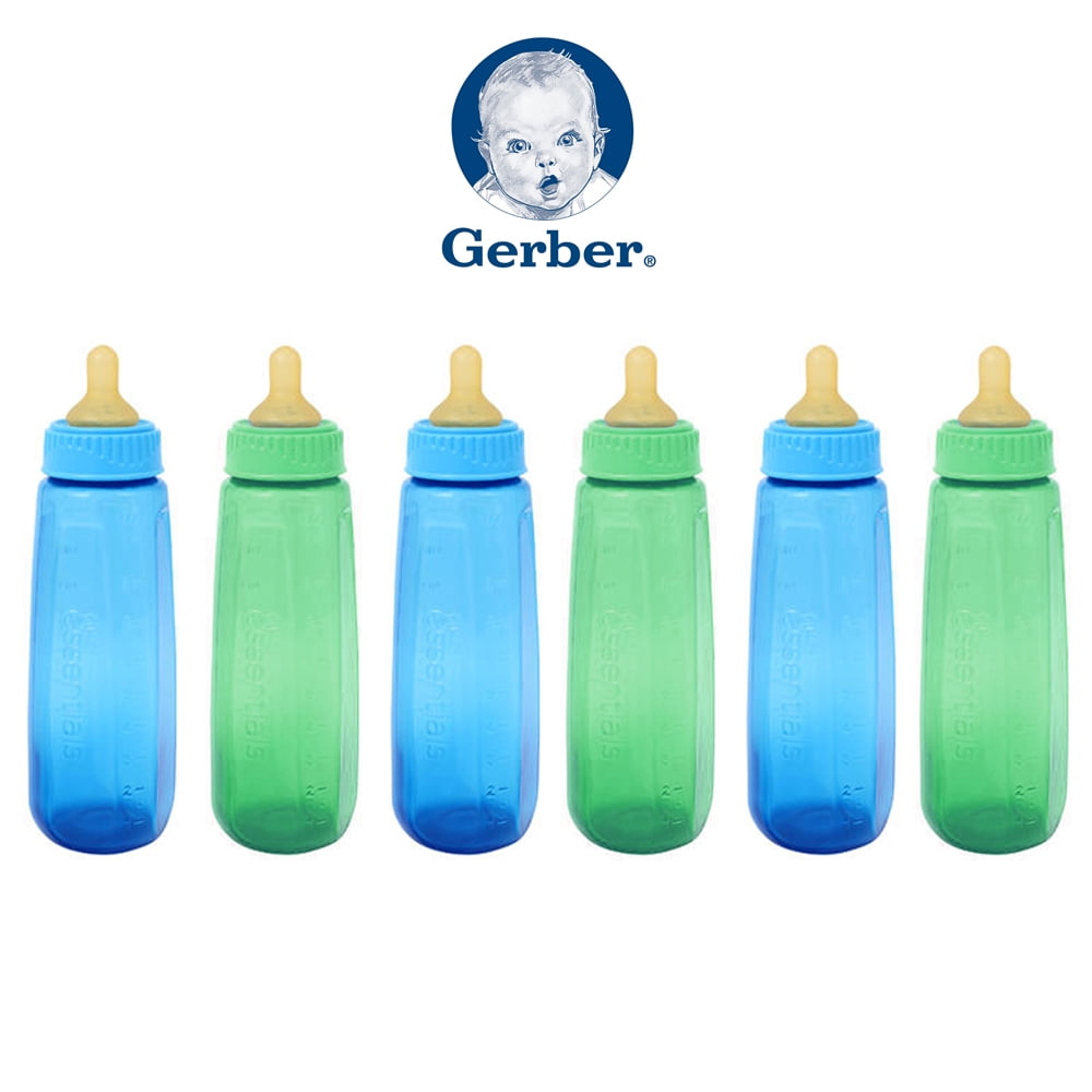 6 Gerber Baby Bottle First Essentials 9 Oz Leak Proof Baby Blue Feeder