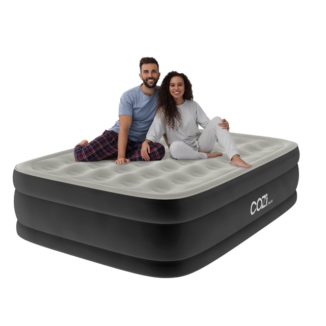 Colchón de Aire Cozi by Tzumi de 13", Cama Inflable con Bomba Incorporada para Acampar, Casa y Viajes, Tamaño Queen