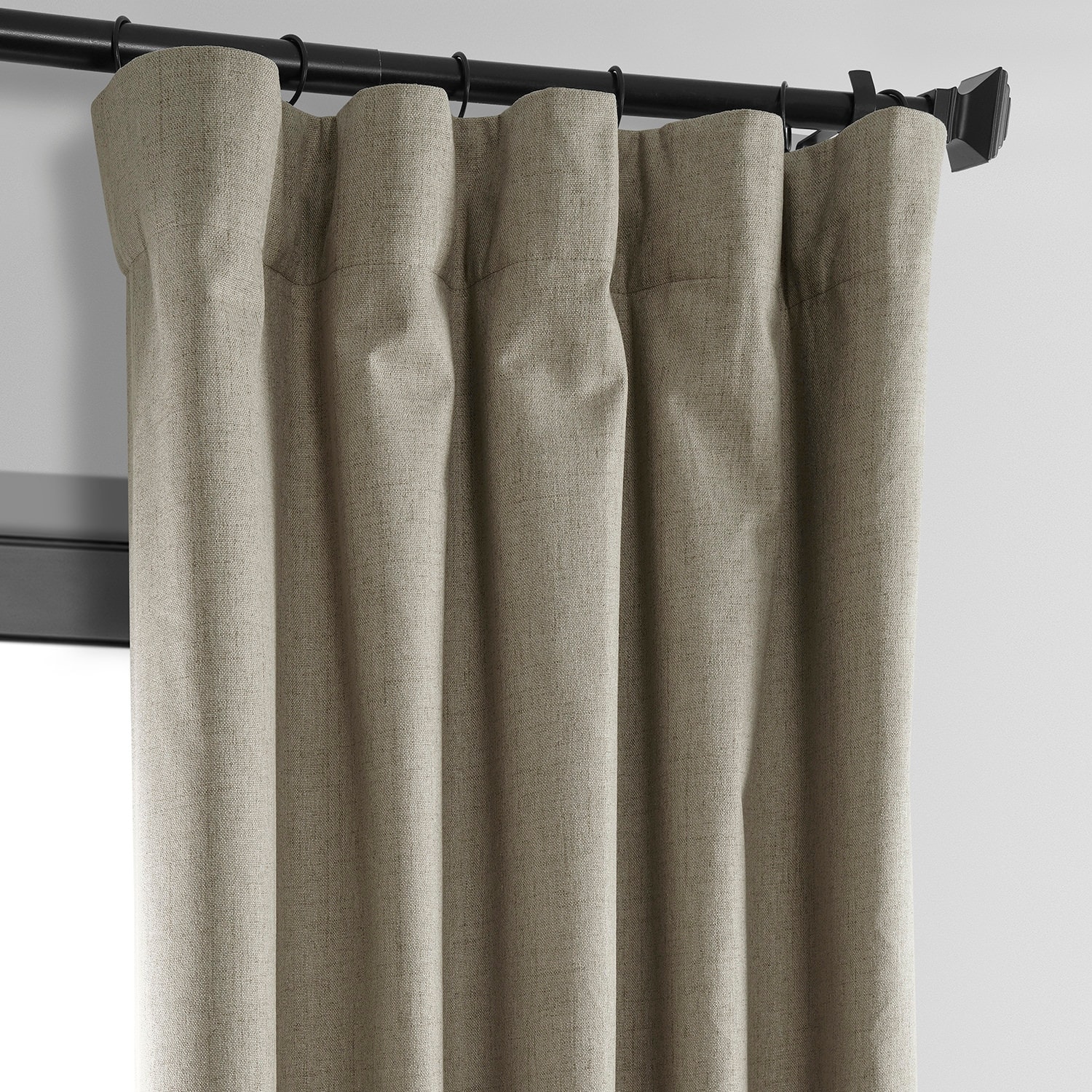 Exclusive Fabrics  Vintage Thermal Cross Linen Weave Blackout Curtains (1 Panel) Warm Taupe 50 X 120 120 Inches
