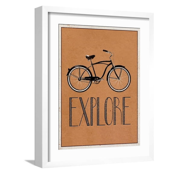 Art.com Explore Retro Bicycle Player Art Poster Print Art Print, White Frame Wall Art, 17" x 21"