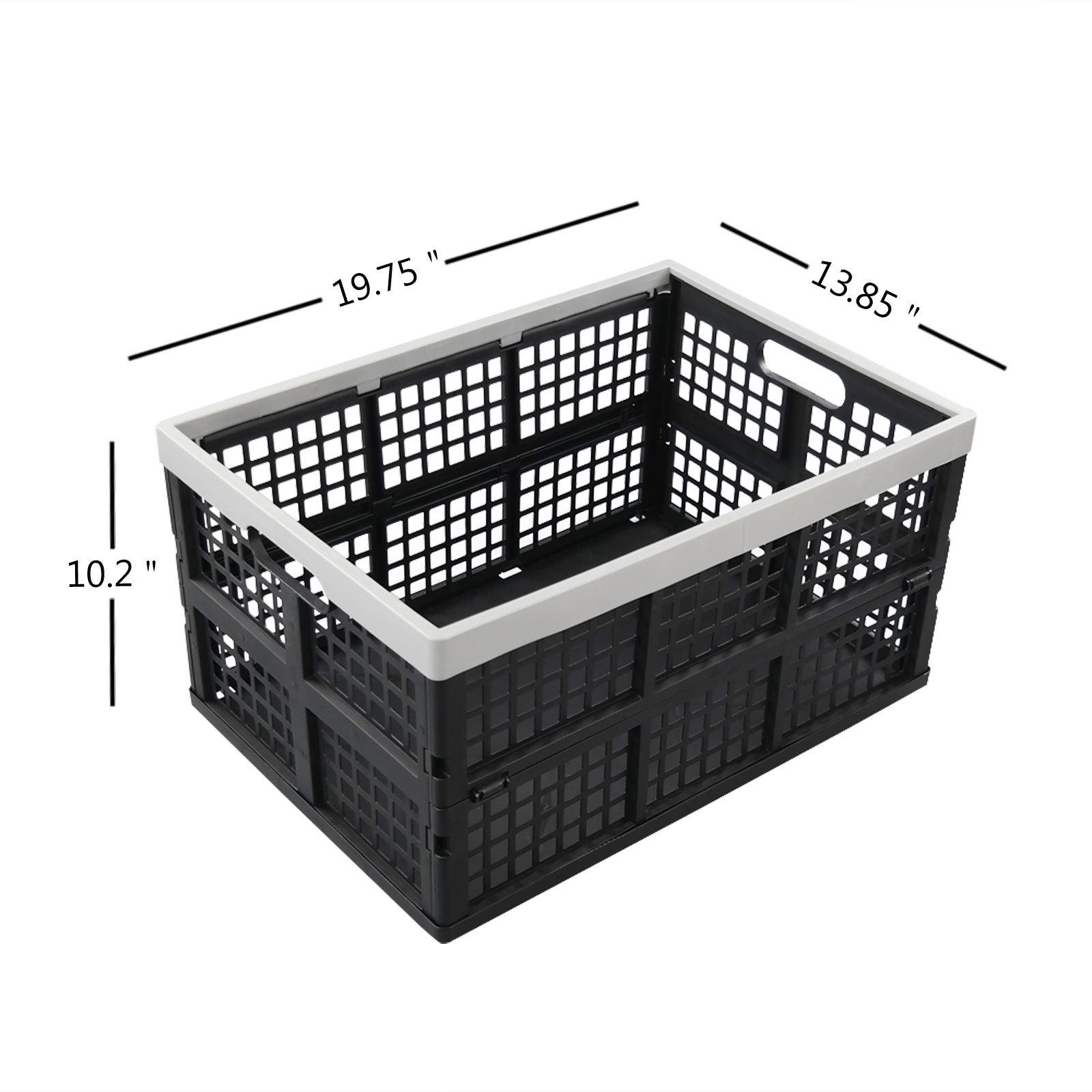 Uumitty 3-Pack 40 L Large Folding Basket, Plastic Collapsible Storage Crate, Black