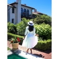 thumbnail image 4 of Women‘s A-Line Dress with Belt, 3/4 Sleeve Flared Dress for Wedding Guest & Office, Semi-Formal Dress, 4 of 7