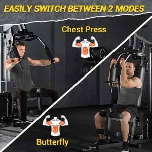 Home Gym, Multifunctional Weight Machine, Full Body Workout Station Exercise Equipment with 100LBS Weight Stack, All in One Home Gym with Pulley System for Strength Training