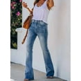 thumbnail image 5 of Women'S Flare Bell Bottom Jeans High Waisted Wide Leg Bootcut Jeans Stretchy Denim Pants Blue XL, 5 of 7