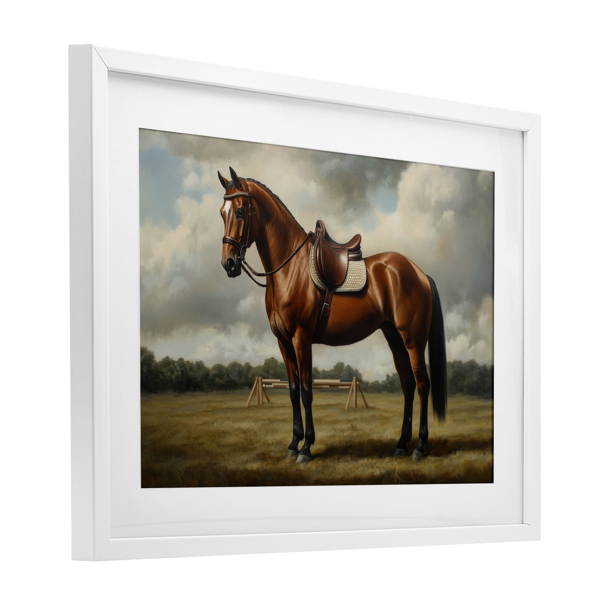 Stupell Industries Red Mare in Pastoral Landscape White Framed Print Under Glass, design by Petal Prints Design